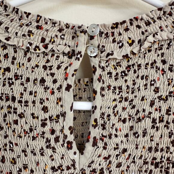 Patrons Of Peace Cottage Floral Smocked Top Cropped Long Sleeve Womens MED - Picture 10 of 11